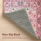 Ultra Soft Area Rug, Non Slip, Stain Resistant, Washable Area Rugs for Living Room, Bedroom, Serene Cottage Chic Design(Pink)