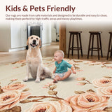 Ultra Soft Area Rug, Non Slip, Stain Resistant, Washable Area Rugs for Living Room, Bedroom, Whimsical Plush Botanical Charm(Beige)
