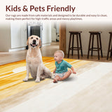 Ultra Soft Area Rug, Non Slip, Stain Resistant, Washable Area Rugs for Living Room, Bedroom, Earthy Abstract Wave Motif(Gold)