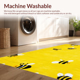 Ultra Soft Area Rug, Non Slip, Stain Resistant, Washable Area Rugs for Living Room, Bedroom, Whimsical Floral Bee Design(Yellow)