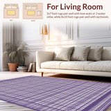 Ultra Soft Area Rug, Non Slip, Stain Resistant, Washable Area Rugs for Living Room, Bedroom, Chic Purple Trellis Motif(Purple)