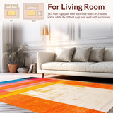 Ultra Soft Area Rug, Non Slip, Stain Resistant, Washable Area Rugs for Living Room, Bedroom, Chic Distressed Colorful Patterns(Orange)