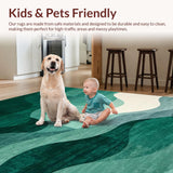 Ultra Soft Area Rug, Non Slip, Stain Resistant, Washable Area Rugs for Living Room, Bedroom, Chic Vintage Inspired Overlay Design(Green)