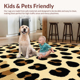 Ultra Soft Area Rug, Non Slip, Stain Resistant, Washable Area Rugs for Living Room, Bedroom, Minimalist Brown Leopard Theme(Beige)