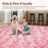 Ultra Soft Area Rug, Non Slip, Stain Resistant, Washable Area Rugs for Living Room, Bedroom, Vibrant Playful Petal Composition(Pink)