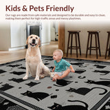 Ultra Soft Area Rug, Non Slip, Stain Resistant, Washable Area Rugs for Living Room, Bedroom, Fun Playful Animal Theme Decor(Black)