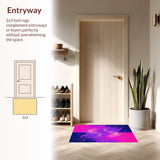 Ultra Soft Area Rug, Non Slip, Stain Resistant, Washable Area Rugs for Living Room, Bedroom, Illuminated Cosmic Harmony Design(Pink)