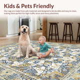 Ultra Soft Area Rug, Non Slip, Stain Resistant, Washable Area Rugs for Living Room, Bedroom, Vibrant Abstract Diamond Arrangement(Gold)