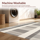 Ultra Soft Area Rug, Non Slip, Stain Resistant, Washable Area Rugs for Living Room, Bedroom, Eclectic Earthy Striped Aesthetic(Gray)