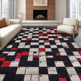 Ultra Soft Area Rug, Non Slip, Stain Resistant, Washable Area Rugs for Living Room, Bedroom, Stylish Minimalist Dice Art(Black)