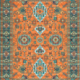 Ultra Soft Area Rug, Non Slip, Stain Resistant, Washable Area Rugs for Living Room, Bedroom, Chic Floral Trellis Arrangement(Orange)