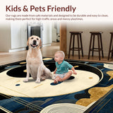 Ultra Soft Area Rug, Non Slip, Stain Resistant, Washable Area Rugs for Living Room, Bedroom, Tranquil Circular Harmony Design(Gold)