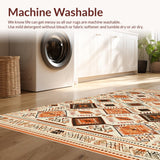 Ultra Soft Area Rug, Non Slip, Stain Resistant, Washable Area Rugs for Living Room, Bedroom, Stylish Diamond Lattice in Earthy Tones(Orange)