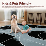 Ultra Soft Area Rug, Non Slip, Stain Resistant, Washable Area Rugs for Living Room, Bedroom, Rustic Minimalist Geometric Arrangement(Black)
