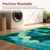 Ultra Soft Area Rug, Non Slip, Stain Resistant, Washable Area Rugs for Living Room, Bedroom, Charming Earthy Toned Patterned Mat(Green)