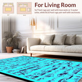 Ultra Soft Area Rug, Non Slip, Stain Resistant, Washable Area Rugs for Living Room, Bedroom, Innovative Abstract Music Vibes(Blue)