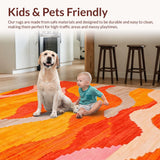 Ultra Soft Area Rug, Non Slip, Stain Resistant, Washable Area Rugs for Living Room, Bedroom, Funky Earth Tones Pattern(Orange)