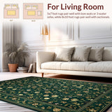 Ultra Soft Area Rug, Non Slip, Stain Resistant, Washable Area Rugs for Living Room, Bedroom, Chic Moody Botanical Illustration(Green)