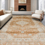 Ultra Soft Area Rug, Non Slip, Stain Resistant, Washable Area Rugs for Living Room, Bedroom, Chic Elegant Geometric Accents(Brown)