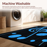 Ultra Soft Area Rug, Non Slip, Stain Resistant, Washable Area Rugs for Living Room, Bedroom, Vibrant Abstract Music Composition(Blue)