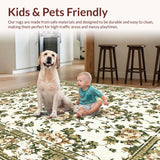 Ultra Soft Area Rug, Non Slip, Stain Resistant, Washable Area Rugs for Living Room, Bedroom, Neutral Floral Nursery Non Slip Washable Rug(Beige)