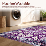 Ultra Soft Area Rug, Non Slip, Stain Resistant, Washable Area Rugs for Living Room, Bedroom, Rustic Trellis Design with Detail(Purple)