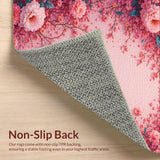 Ultra Soft Area Rug, Non Slip, Stain Resistant, Washable Area Rugs for Living Room, Bedroom, Elegant Floral Non-Slip Bathroom Decor(Pink)
