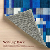 Ultra Soft Area Rug, Non Slip, Stain Resistant, Washable Area Rugs for Living Room, Bedroom, Chic Contemporary Symmetrical Elements(Blue)