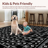 Ultra Soft Area Rug, Non Slip, Stain Resistant, Washable Area Rugs for Living Room, Bedroom, Unique Fluffy Black Animal Impression(Black)