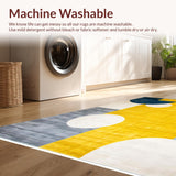 Ultra Soft Area Rug, Non Slip, Stain Resistant, Washable Area Rugs for Living Room, Bedroom, Contemporary Circular Design Elegance(Yellow)