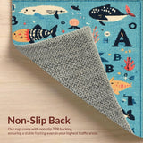 Ultra Soft Area Rug, Non Slip, Stain Resistant, Washable Area Rugs for Living Room, Bedroom, Preschool ABC Number Educational Ocean Creature Play Area Rug(Blue)
