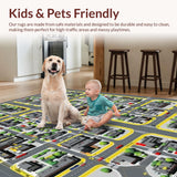 Ultra Soft Area Rug, Non Slip, Stain Resistant, Washable Area Rugs for Living Room, Bedroom, Brightly Illustrated Urban Exploration(Gray)