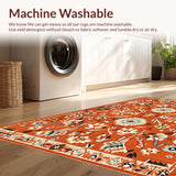 Ultra Soft Area Rug, Non Slip, Stain Resistant, Washable Area Rugs for Living Room, Bedroom, Striking Colorful Ogee Patterns(Orange)