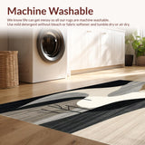 Ultra Soft Area Rug, Non Slip, Stain Resistant, Washable Area Rugs for Living Room, Bedroom, Modern Deco Beige & Ebony Abstract Natural Lines(Gray)