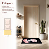 Ultra Soft Area Rug, Non Slip, Stain Resistant, Washable Area Rugs for Living Room, Bedroom, Celestial Floral Abstract Composition(Pink)