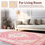 Ultra Soft Area Rug, Non Slip, Stain Resistant, Washable Area Rugs for Living Room, Bedroom, Sophisticated Rustic Floral Touch(Red)