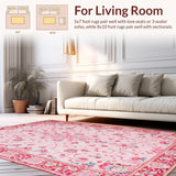 Ultra Soft Area Rug, Non Slip, Stain Resistant, Washable Area Rugs for Living Room, Bedroom, Whimsical Pink Bow Accent(Pink)