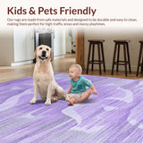 Ultra Soft Area Rug, Non Slip, Stain Resistant, Washable Area Rugs for Living Room, Bedroom, Sleek Minimalist Color Blend(Purple)
