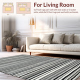 Ultra Soft Area Rug, Non Slip, Stain Resistant, Washable Area Rugs for Living Room, Bedroom, Modern Dash Runner: Monochrome Striped Indoor/Outdoor Carpet(Black)