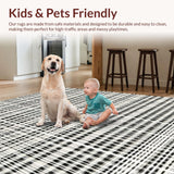 Ultra Soft Area Rug, Non Slip, Stain Resistant, Washable Area Rugs for Living Room, Bedroom, Striped Pattern Rug Minimalist Monochrome Floor Art(Black)