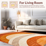 Ultra Soft Area Rug, Non Slip, Stain Resistant, Washable Area Rugs for Living Room, Bedroom, Striking Warm-Toned Geometric Style(Brown)