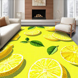 Ultra Soft Area Rug, Non Slip, Stain Resistant, Washable Area Rugs for Living Room, Bedroom, Bright Lemon Design for Cheerful Decor(Yellow)