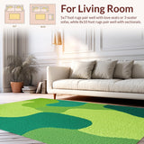 Ultra Soft Area Rug, Non Slip, Stain Resistant, Washable Area Rugs for Living Room, Bedroom, Whimsical Green Cat Kids Bedroom Rug(Green)
