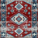 Ultra Soft Area Rug, Non Slip, Stain Resistant, Washable Area Rugs for Living Room, Bedroom, Rustic Red Medallion Design(Red)