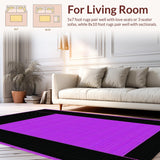 Ultra Soft Area Rug, Non Slip, Stain Resistant, Washable Area Rugs for Living Room, Bedroom, Vibrant Black Abstract Pattern(Purple)