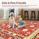 Ultra Soft Area Rug, Non Slip, Stain Resistant, Washable Area Rugs for Living Room, Bedroom, Bold Transitional Diamond Layout(Red)