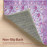 Ultra Soft Area Rug, Non Slip, Stain Resistant, Washable Area Rugs for Living Room, Bedroom, Charming Purple Floral Elegance(Purple)