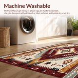 Ultra Soft Area Rug, Non Slip, Stain Resistant, Washable Area Rugs for Living Room, Bedroom, Desert Sunset Medallion Area with Tribal Geometric(Brown)