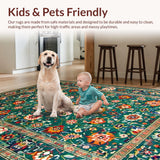 Ultra Soft Area Rug, Non Slip, Stain Resistant, Washable Area Rugs for Living Room, Bedroom, Rustic Green Botanical Inspiration(Green)
