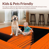 Ultra Soft Area Rug, Non Slip, Stain Resistant, Washable Area Rugs for Living Room, Bedroom, Evocative Black and Orange Harmony(Orange)